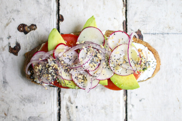 Everything Bagel Spice on toasted ciabatta with labne | I Will Not Eat Oysters