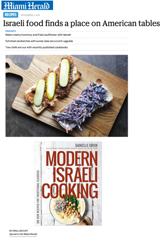 Miami Herald | Modern Israeli Cooking | Danielle Oron