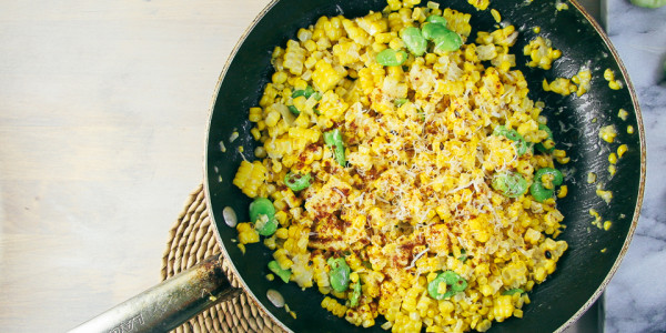 Sautéed Corn & Fava Beans with Parmesan | I Will Not Eat Oysters