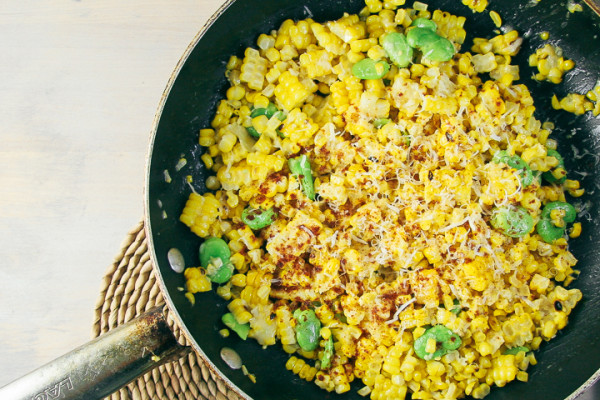 Sautéed Corn & Fava Beans with Parmesan | I Will Not Eat Oysters