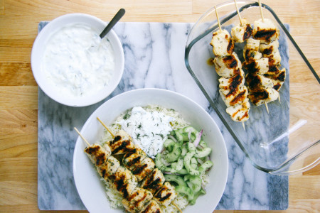 Grilled Chicken Kebab Bowls with Cucumber salad and Tzatziki | I Will Not Eat Oysters
