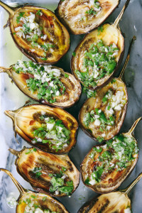 Lemon Garlic Roasted Eggplants over Labane | Mezes | I Will Not Eat Oysters