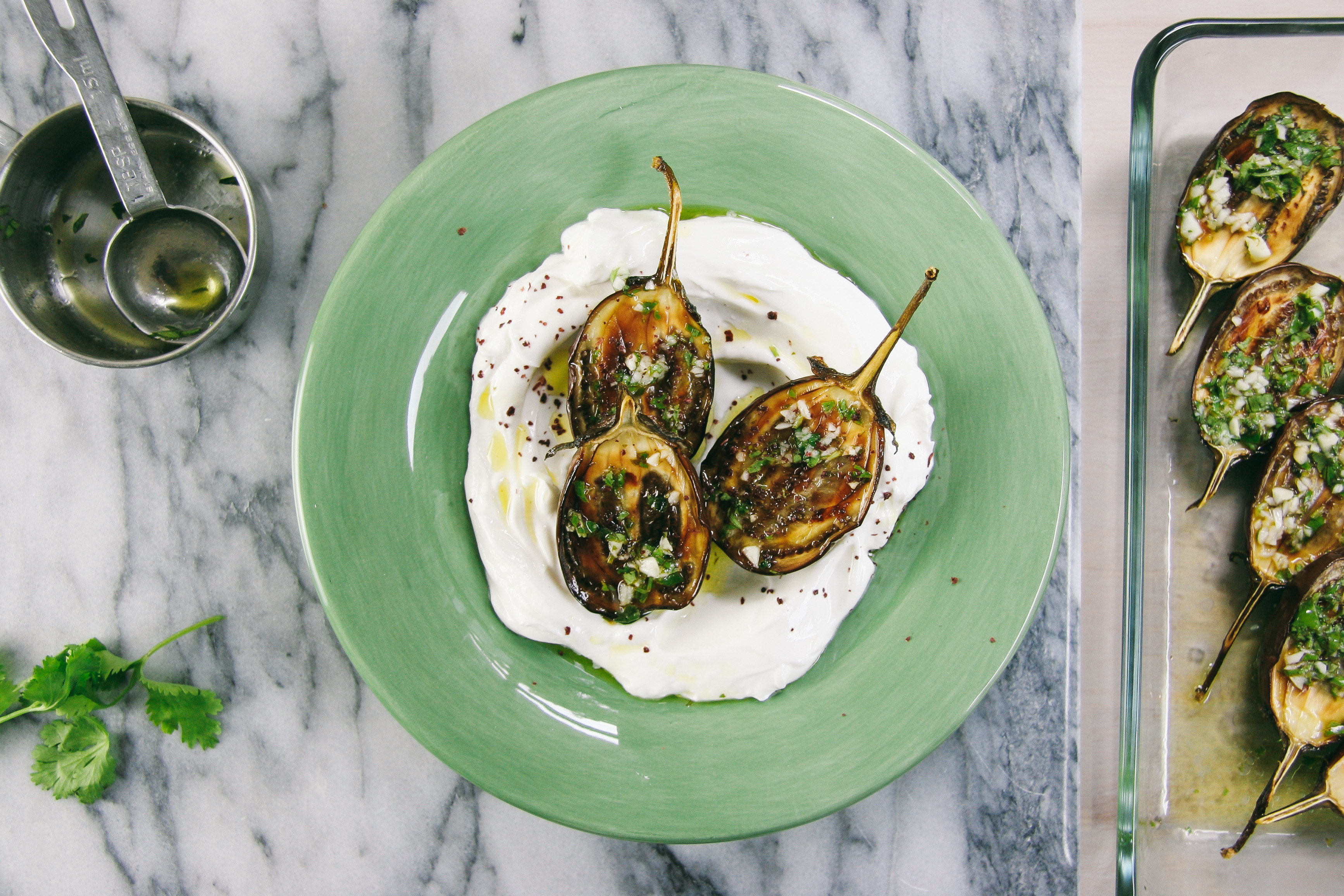 Lemon Garlic Roasted Eggplants over Labane | Mezes | I Will Not Eat Oysters