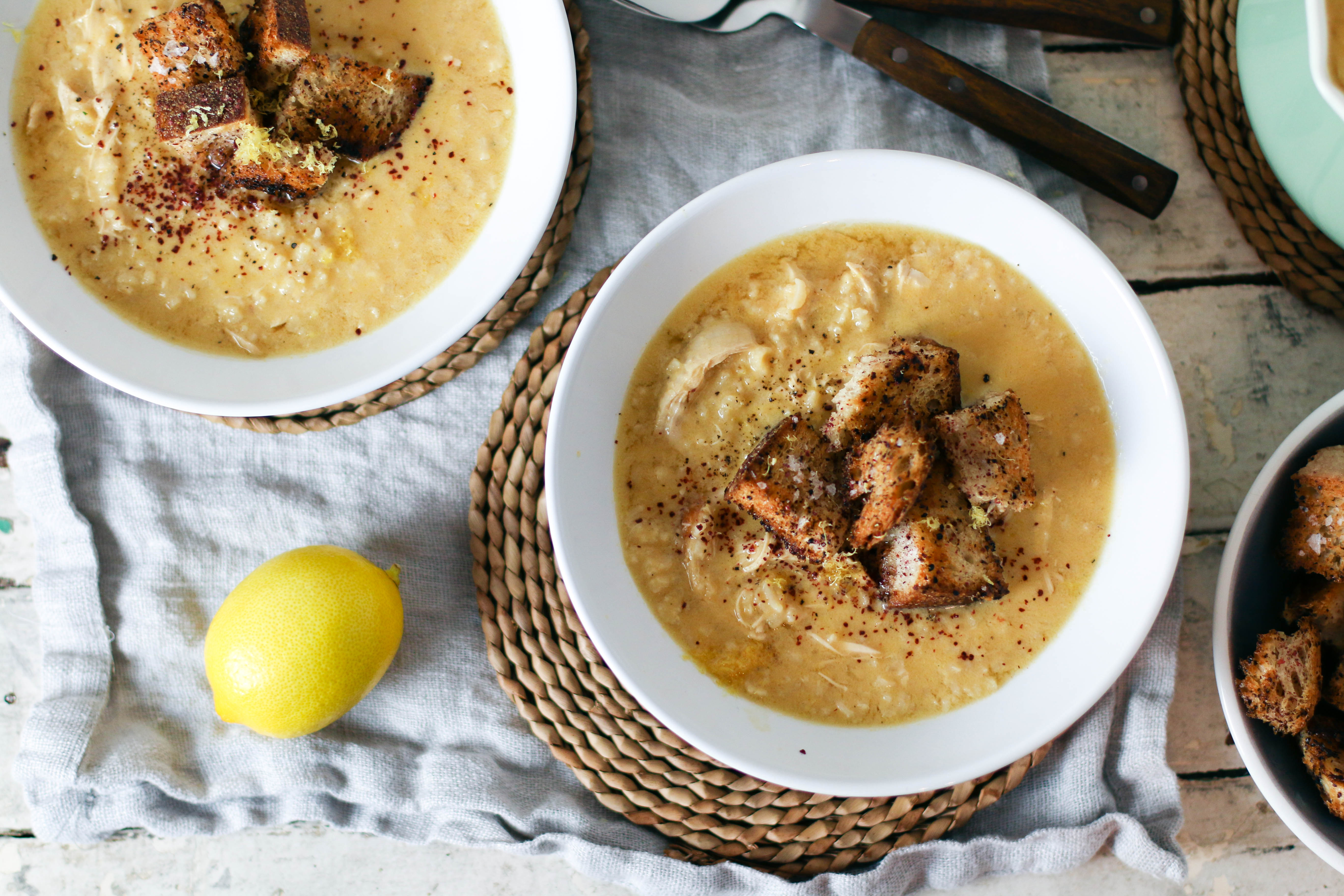 Lemony Chicken & Rice Soup with Sumac Croutons | I Will Not Eat Oysters