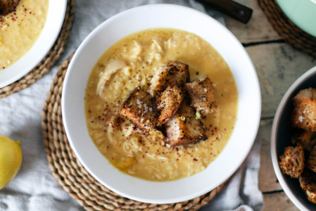 Lemony Chicken & Rice Soup with Sumac Croutons | I Will Not Eat Oysters