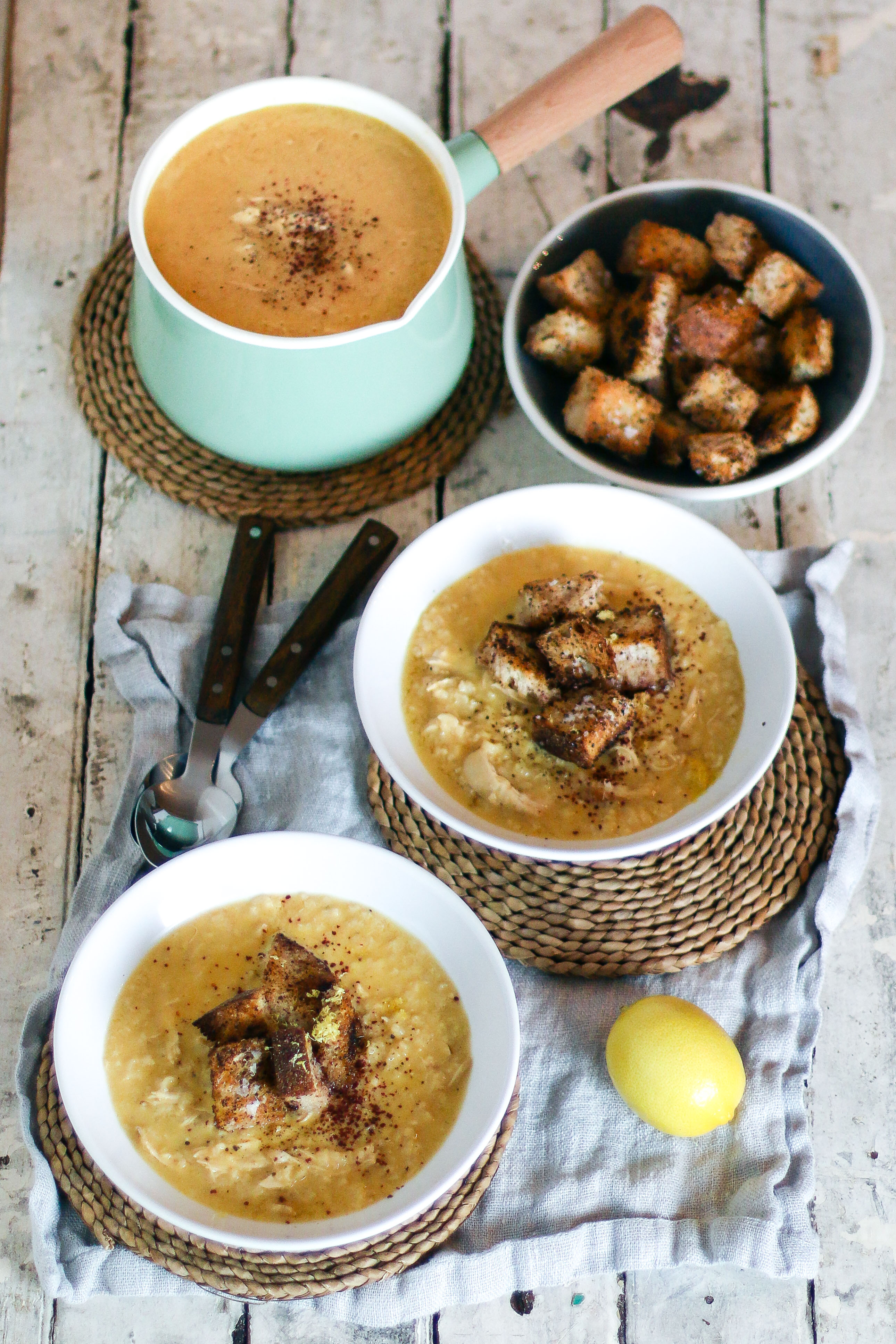 Lemony Chicken & Rice Soup with Sumac Croutons | I Will Not Eat Oysters