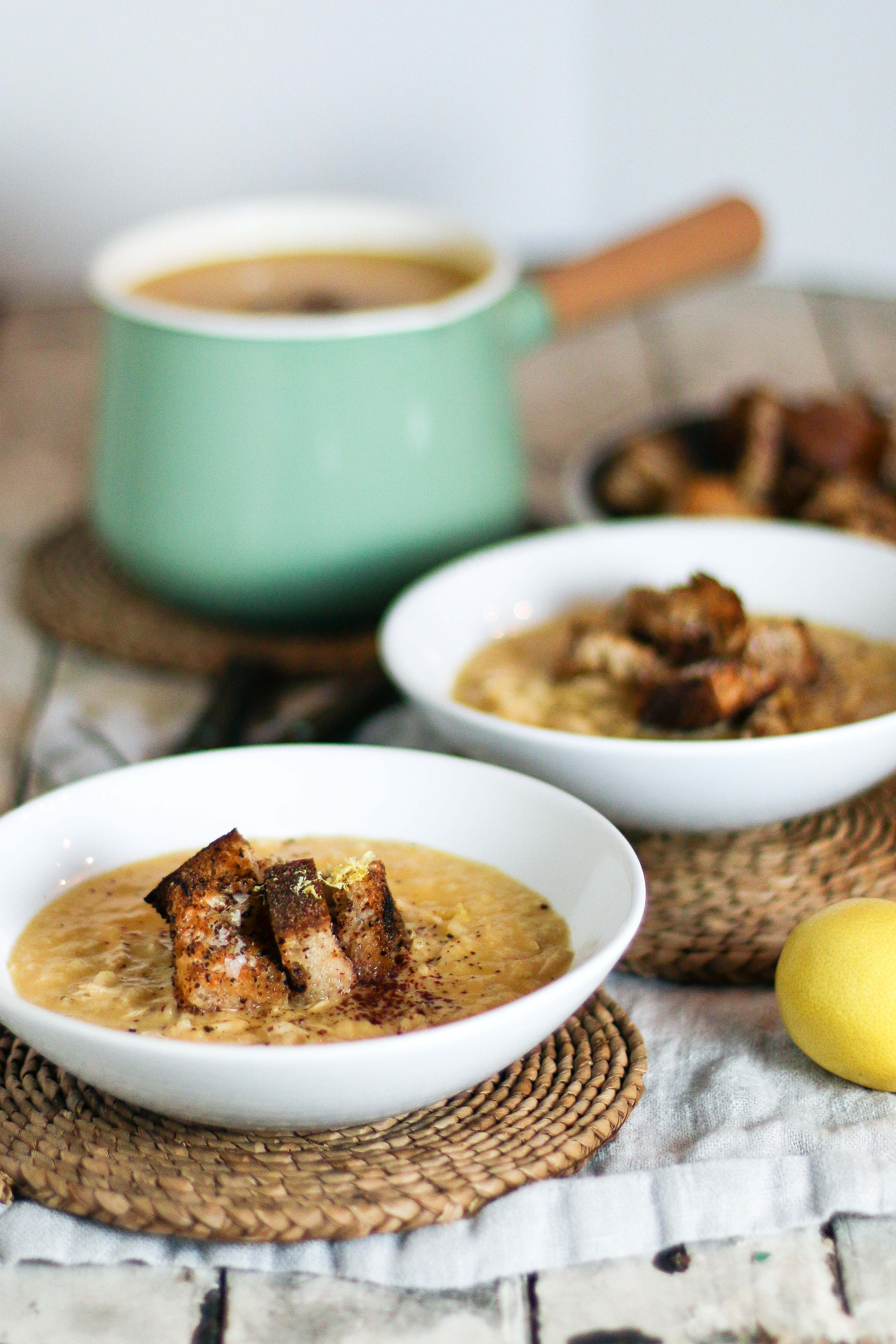 Lemony Chicken & Rice Soup with Sumac Croutons | I Will Not Eat Oysters