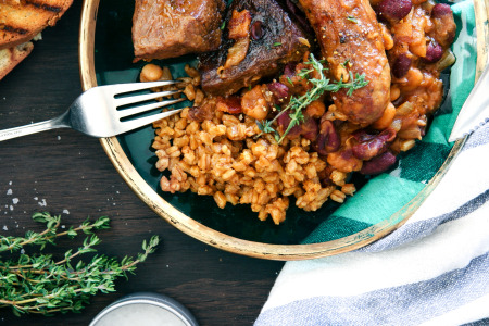 Cholent Cassoulet with Sausages, Beef, Beans, & Farro | I Will Not Eat Oysters
