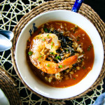 Roasted Tomato & Wild Rice Soup with Garlic Shrimp and Buttery Bread Crumbs | I Will Not Eat Oysters