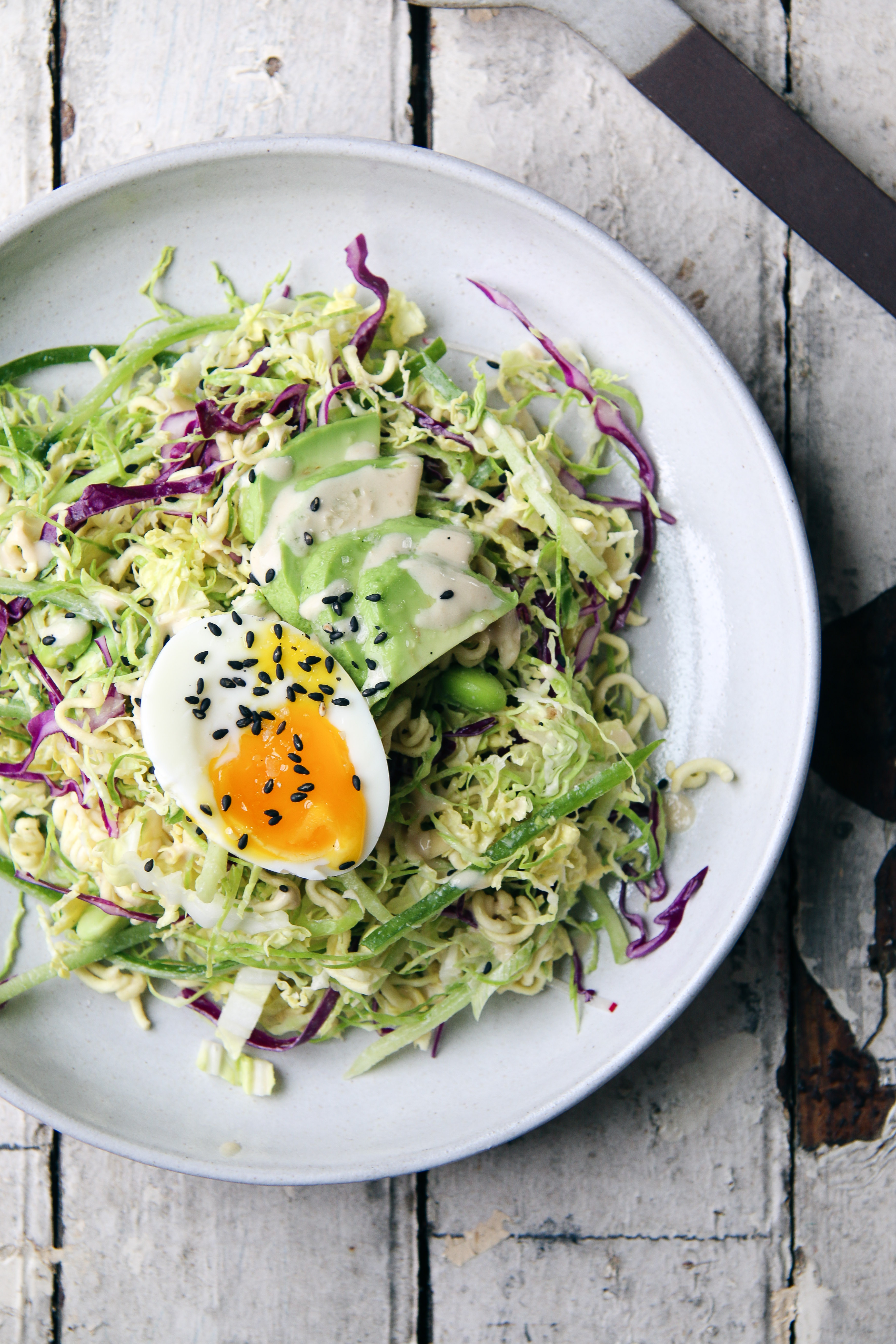 The Crunchiest Ramen Salad with tahini dressing and soft boiled egg | I Will Not Eat Oysters