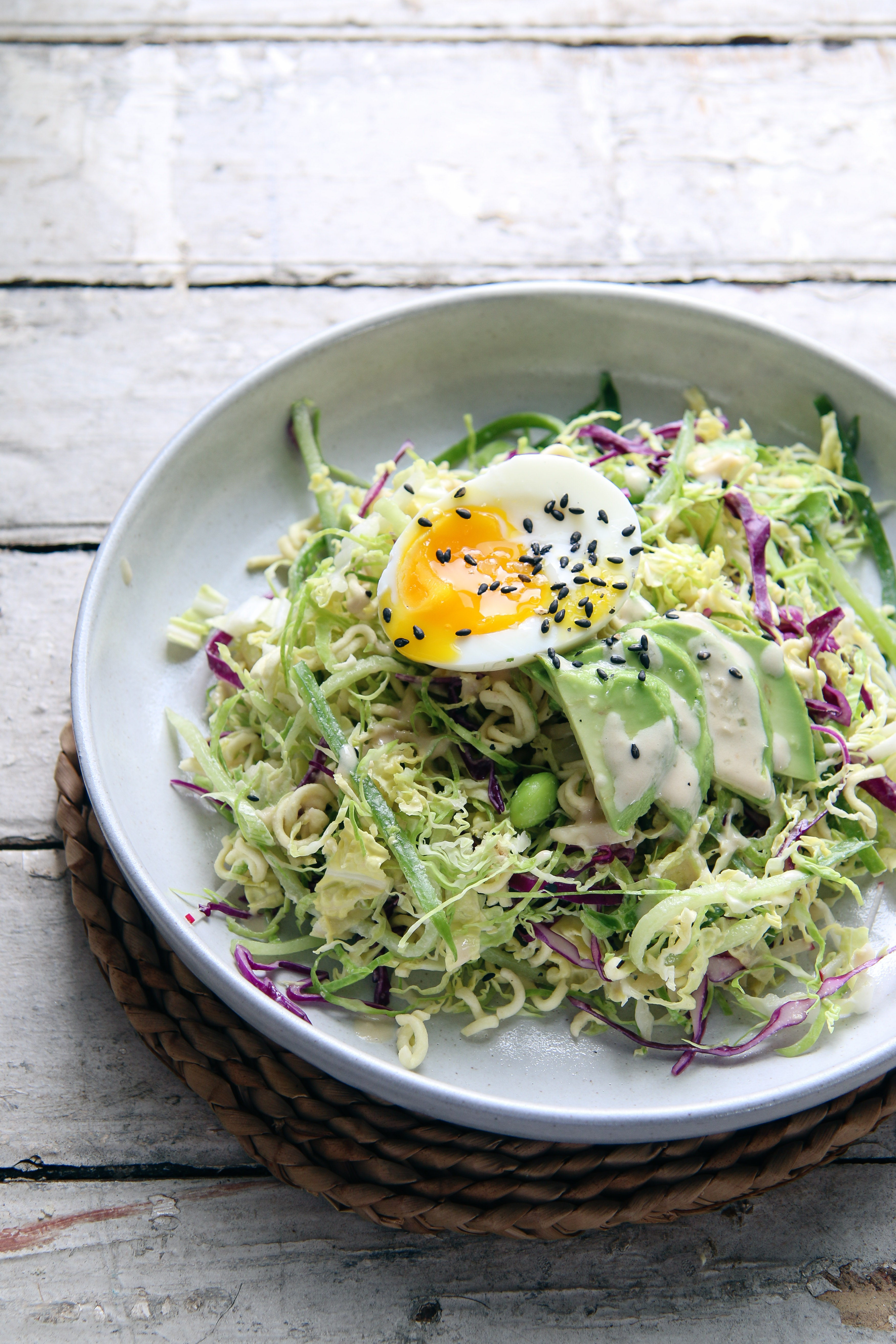 The Crunchiest Ramen Salad with tahini dressing and soft boiled egg | I Will Not Eat Oysters