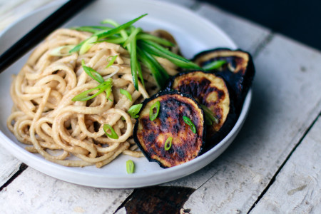 Tahini Udon Noodles with Roasted Eggplants | Japan meets Middle East | I Wi