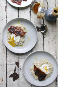 "Bacon" 'n' Eggs Oatmeal | Crispy Smoked Sea Salt & Sorgum Chicken Skin over Cheddar Oatmeal with Poached Egg | I Will Not Eat Oysters