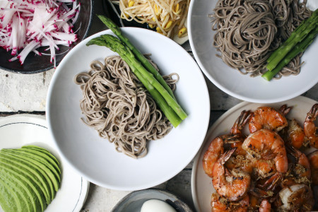 Fresh Soba Noodle Bowl with Garlic Shrimp & Miso Dressing | I Will Not Eat Oysters