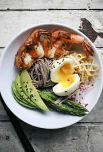 Fresh Soba Noodle Bowl with Garlic Shrimp & Miso Dressing | I Will Not Eat Oysters