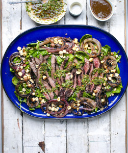 Grilled Steak & Onion Salad with Cilantro Chimichurri & Piquillo Pepper Balsamic Vinaigrette | I Will Not Eat Oysters