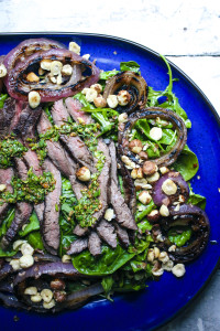 Grilled Steak & Onion Salad with Cilantro Chimichurri & Piquillo Pepper Balsamic Vinaigrette | I Will Not Eat Oysters
