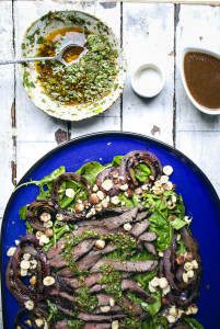 Grilled Steak & Onion Salad with Cilantro Chimichurri & Piquillo Pepper Balsamic Vinaigrette | I Will Not Eat Oysters