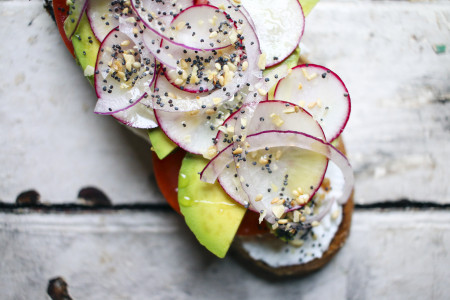Everything Bagel Spice on toasted ciabatta with labne | I Will Not Eat Oysters