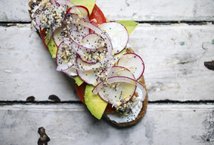 Everything Bagel Spice on toasted ciabatta with labne | I Will Not Eat Oysters