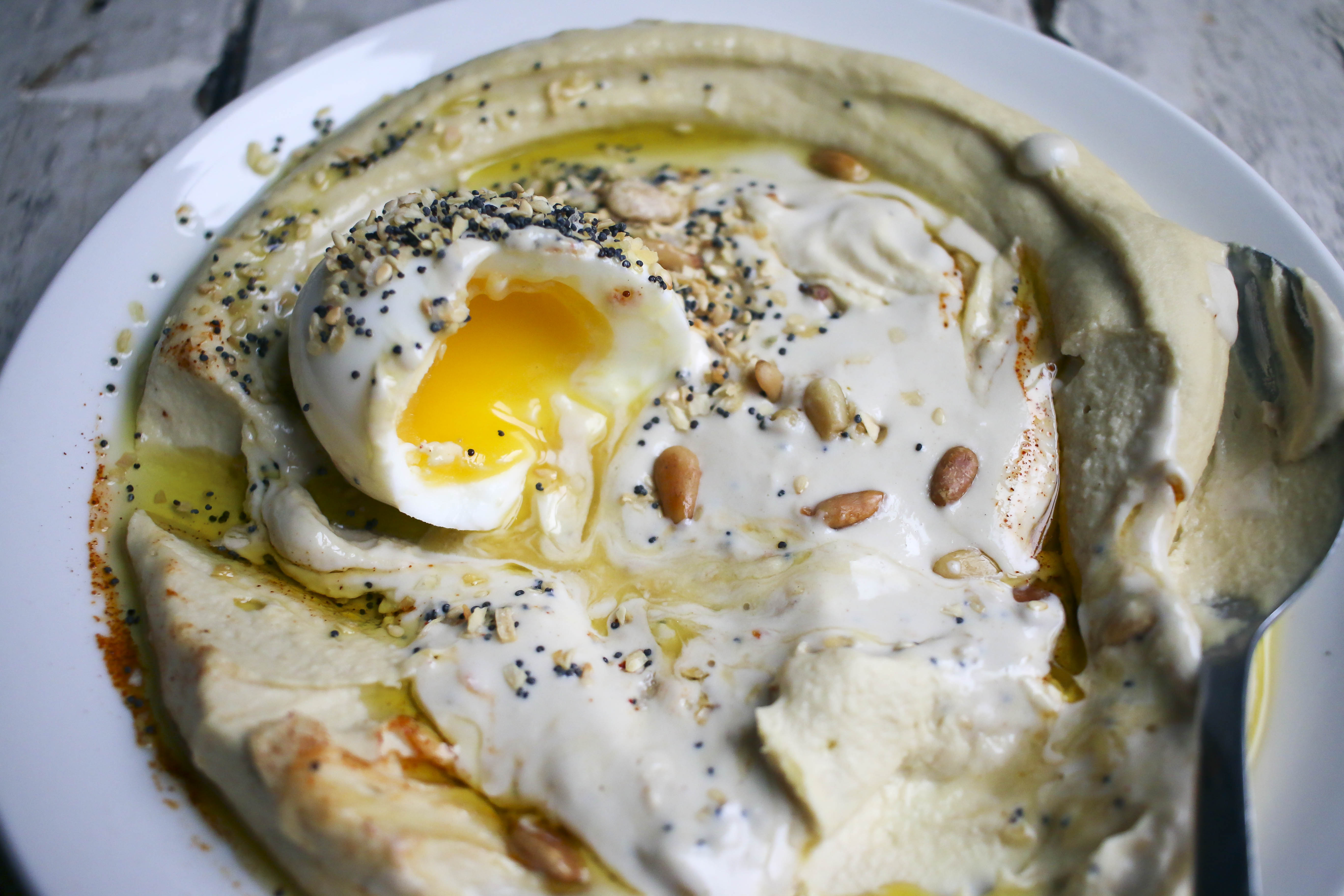 Hummus & Tahina with Soft Boiled Egg and Everything Bagel Spice | I Will Not Eat Oysters