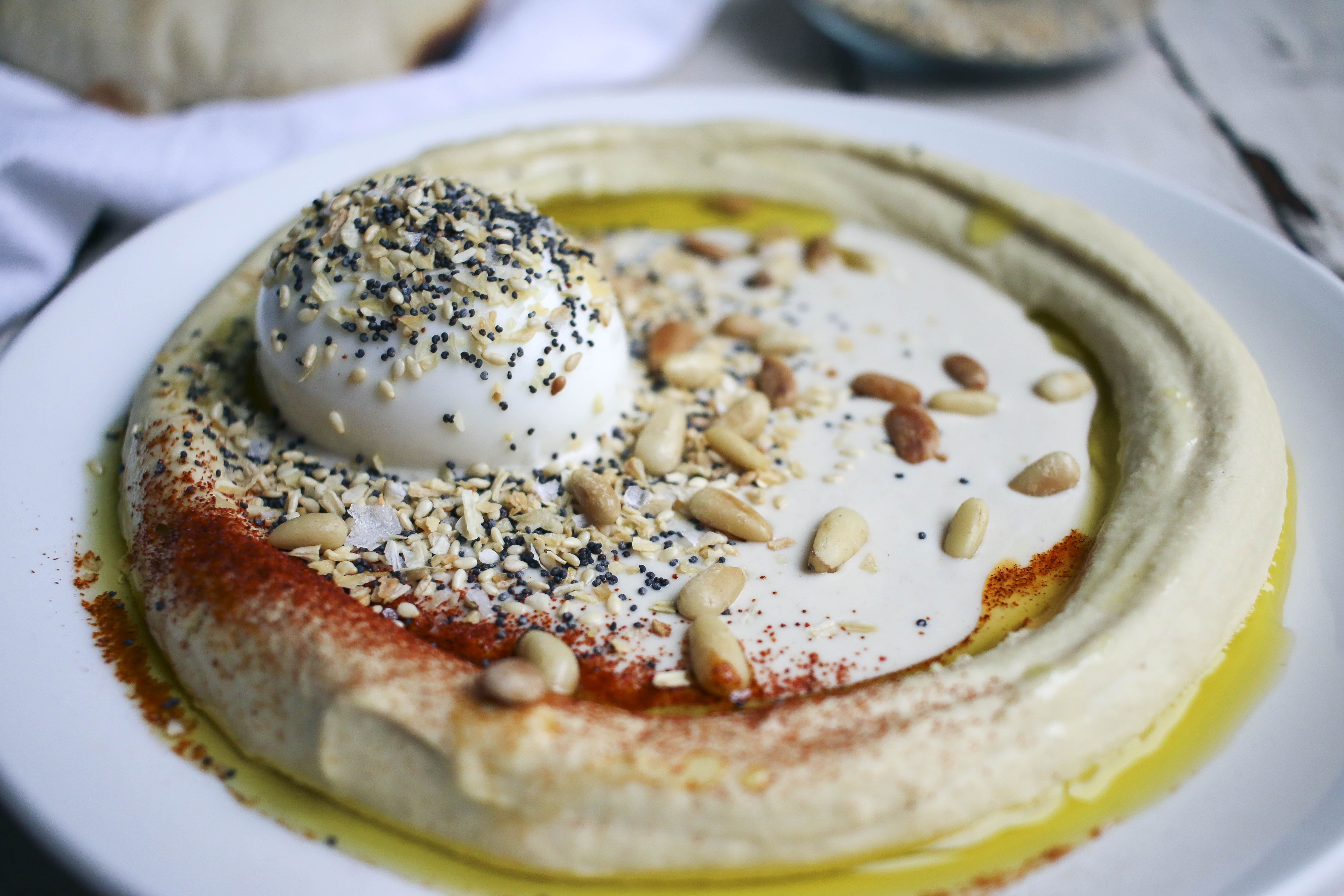 Hummus & Tahina with Soft Boiled Egg and Everything Bagel Spice | I Will Not Eat Oysters