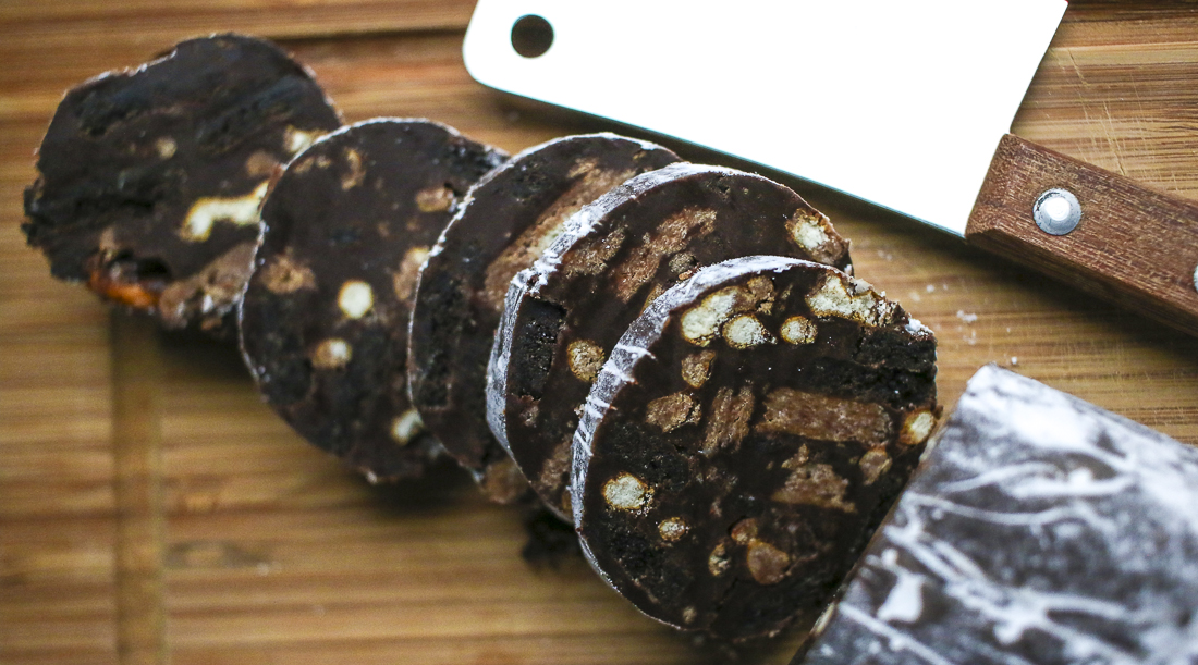 No-bake Chocolate Oreo Salami with Pretzels | Chocolate Desserts | I Will Not Eat Oysters Recipe