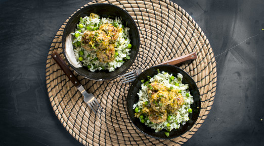 Turkey Leek Meatballs with White Wine Sauce and Dill & Pea Rice | I Will Not Eat Oysters