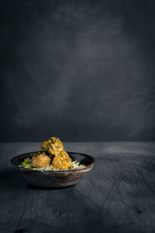 Turkey Leek Meatballs with White Wine Sauce and Dill & Pea Rice | I Will Not Eat Oysters