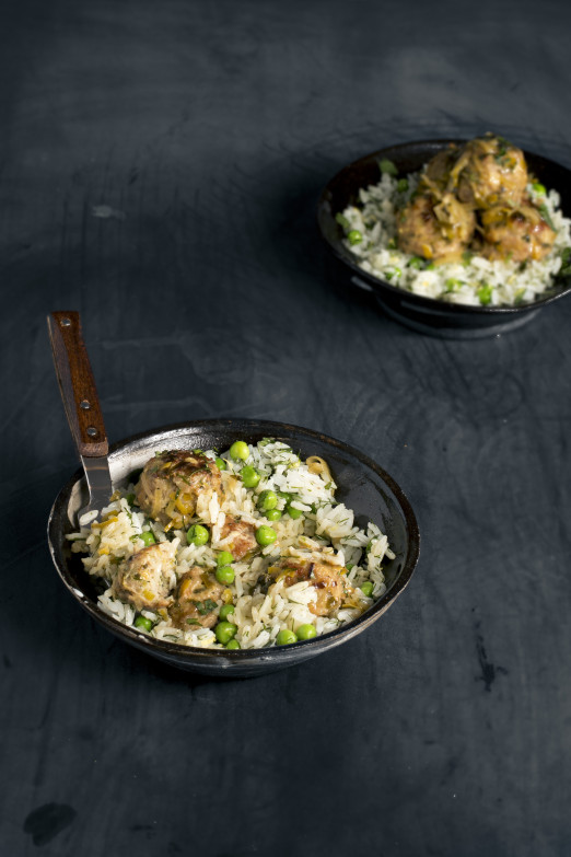 Turkey Leek Meatballs with White Wine Sauce and Dill & Pea Rice | I Will Not Eat Oysters