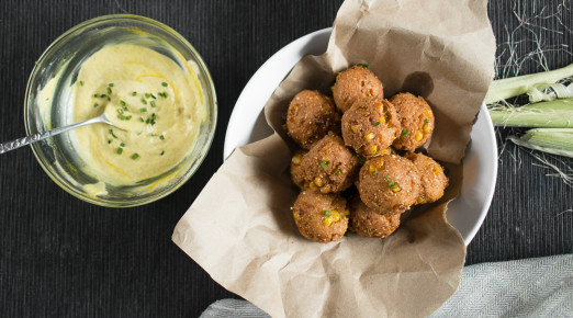 Matza Ball Hush Puppies with Curry Mayo | I Will Not Eat Oysters