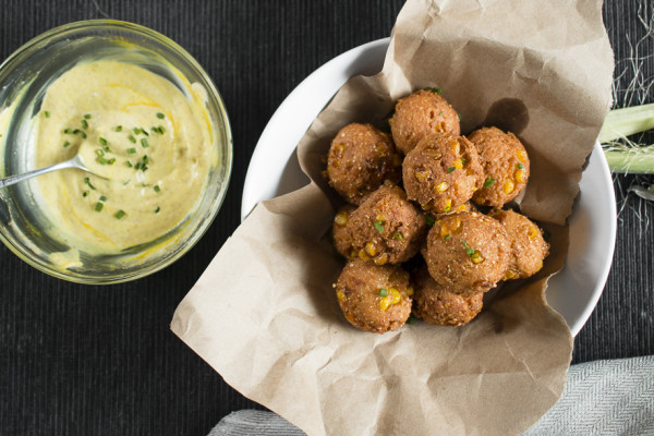 Matza Ball Hush Puppies with Curry Mayo | I Will Not Eat Oysters