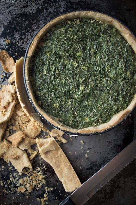 Ejjeh Quiche made with cialntro, mint, and parsley topped with labne & za'atar | I Will Not Eat Oysters