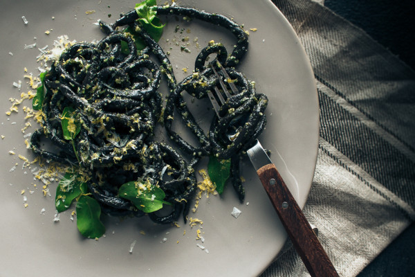 Sorrel Pesto with Homemade Squid Ink Pici | Recipe from I Will Not Eat Oysters