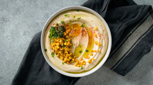 Hummus with Smoked Paprika Corn and Schug |Recipe from I Will Not Eat Oysters
