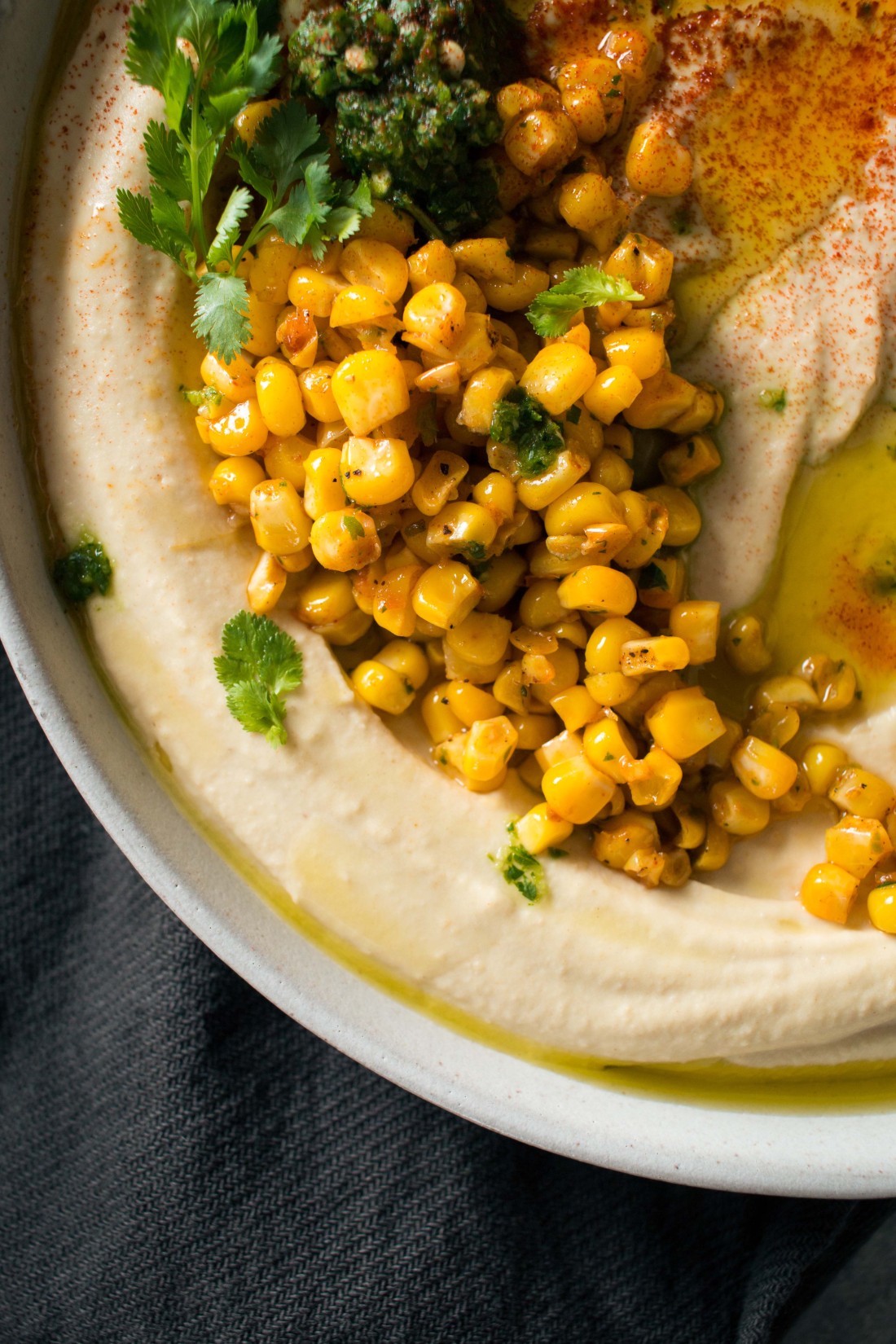 Hummus with Corn & Schug I Will Not Eat Oysters