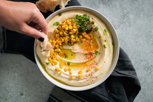 Hummus with Smoked Paprika Corn and Schug |Recipe from I Will Not Eat Oysters