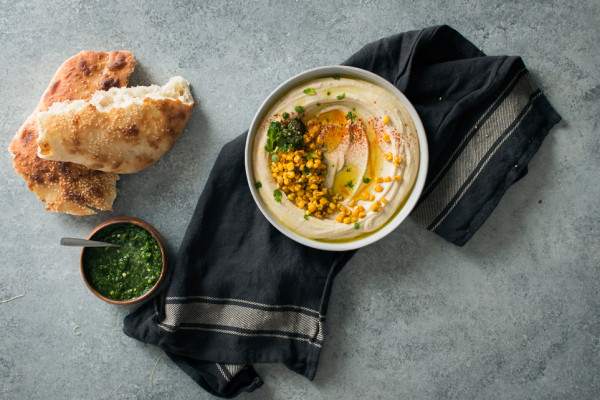 Hummus with Smoked Paprika Corn and Schug |Recipe from I Will Not Eat Oysters