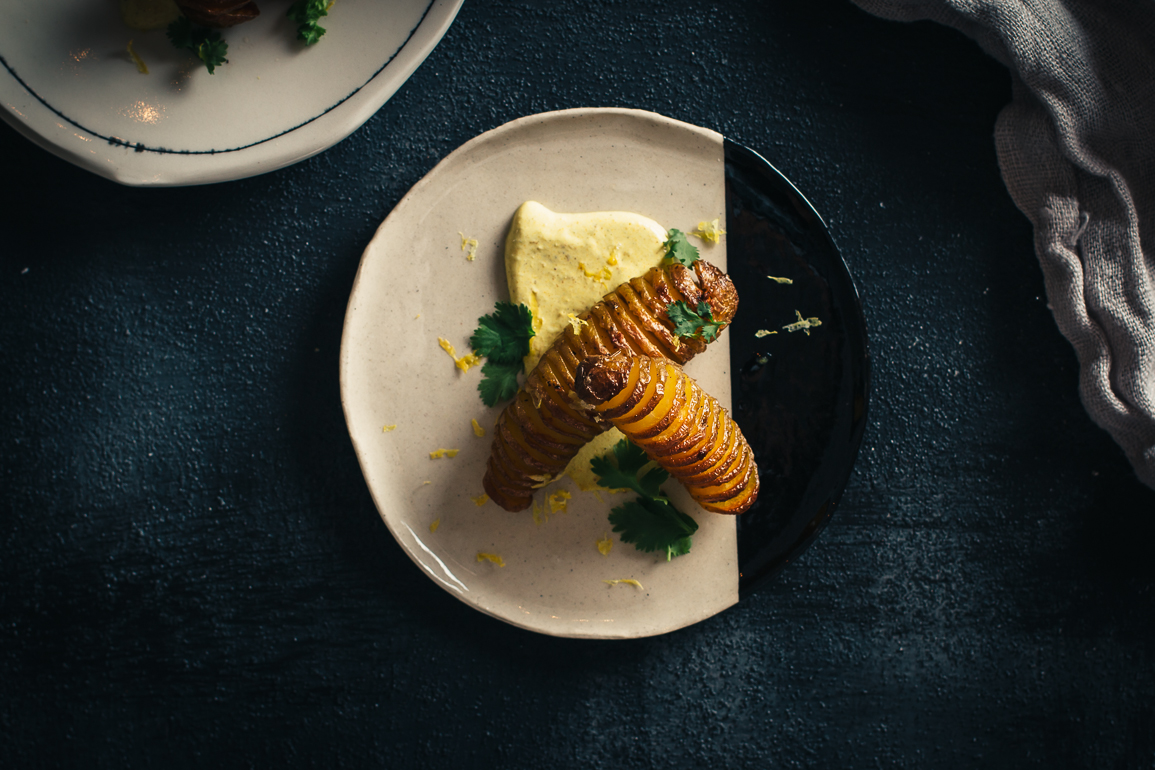 Hasselback Fingerlings & Curry Yogurt | Recipe from I Will Not Eat Oysters