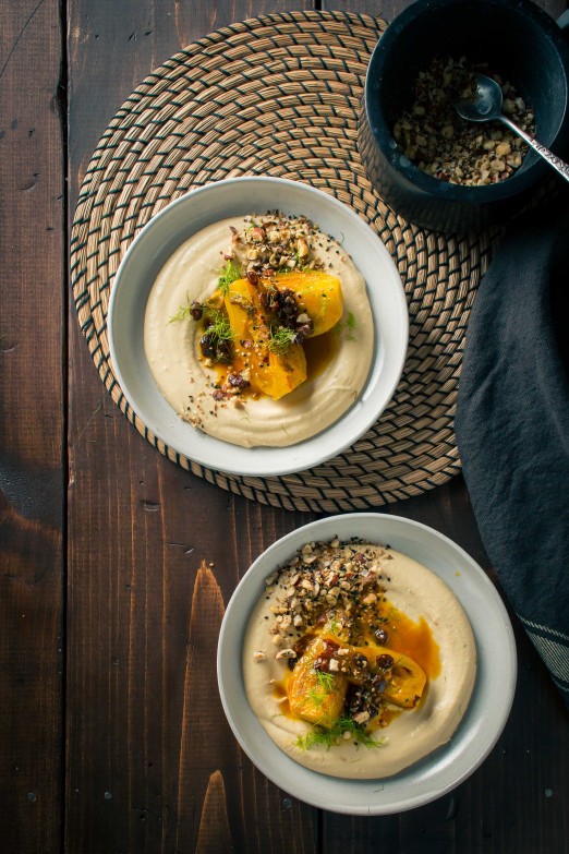 Braised Fennel with Saffron and Raisins over Hummus with Dukkah | Recipe from I Will Not Eat Oysters