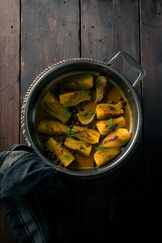 Braised Fennel with Saffron and Raisins over Hummus with Dukkah | Recipe from I Will Not Eat Oysters