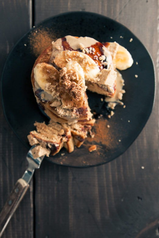 Seed & Mill Cinnamon Halva topped Banana Pancakes for Mother's Day