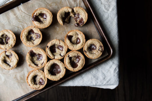 Brown Butter Tahini Rye Chocolate Chip Cookie Cups from Danielle at I Will Not Eat Oysters