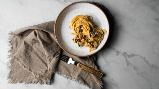 Spaghetti with Coconut Milk, Curry, and Sun-dried Tomatoes | Recipe from Danielle at I Will Not Eat Oysters