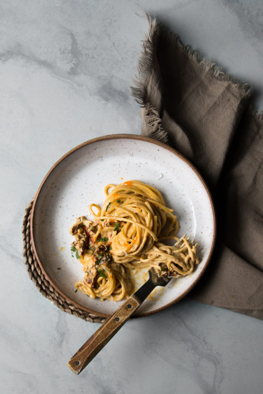 Spaghetti with Coconut Milk, Curry, and Sun-dried Tomatoes | Recipe from Danielle at I Will Not Eat Oysters