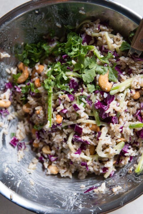 Brown Rice Salad with Tahini Soy Dressing