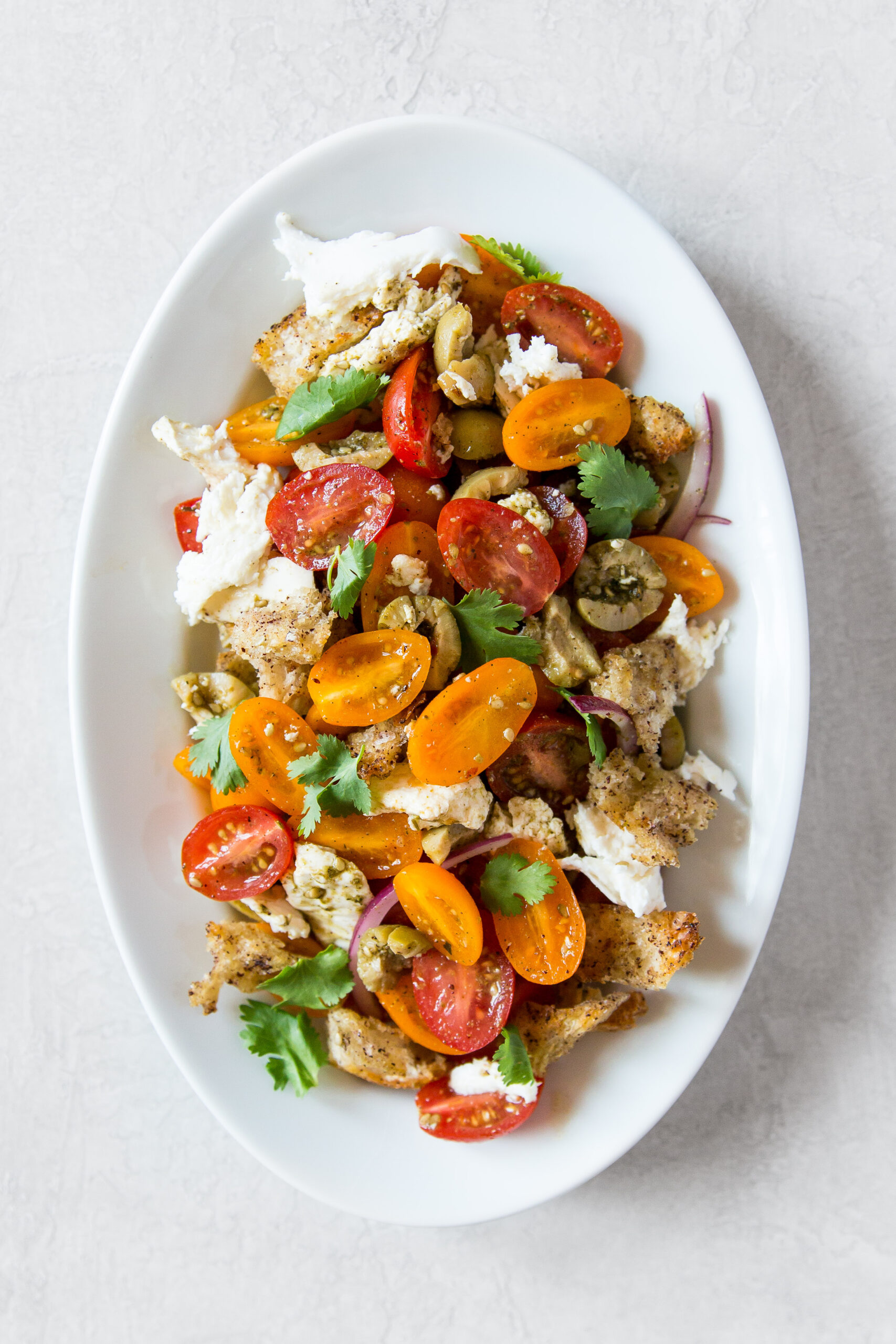 End of the Season Panzanella with Za'atar and Sumac Sourdough Croutons