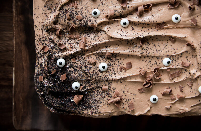Yellow Sour Cream Snaking Cake with Milk Chocolate Frosting