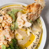 Aleppo Cauliflower Salad and Green Tahini over Hummus