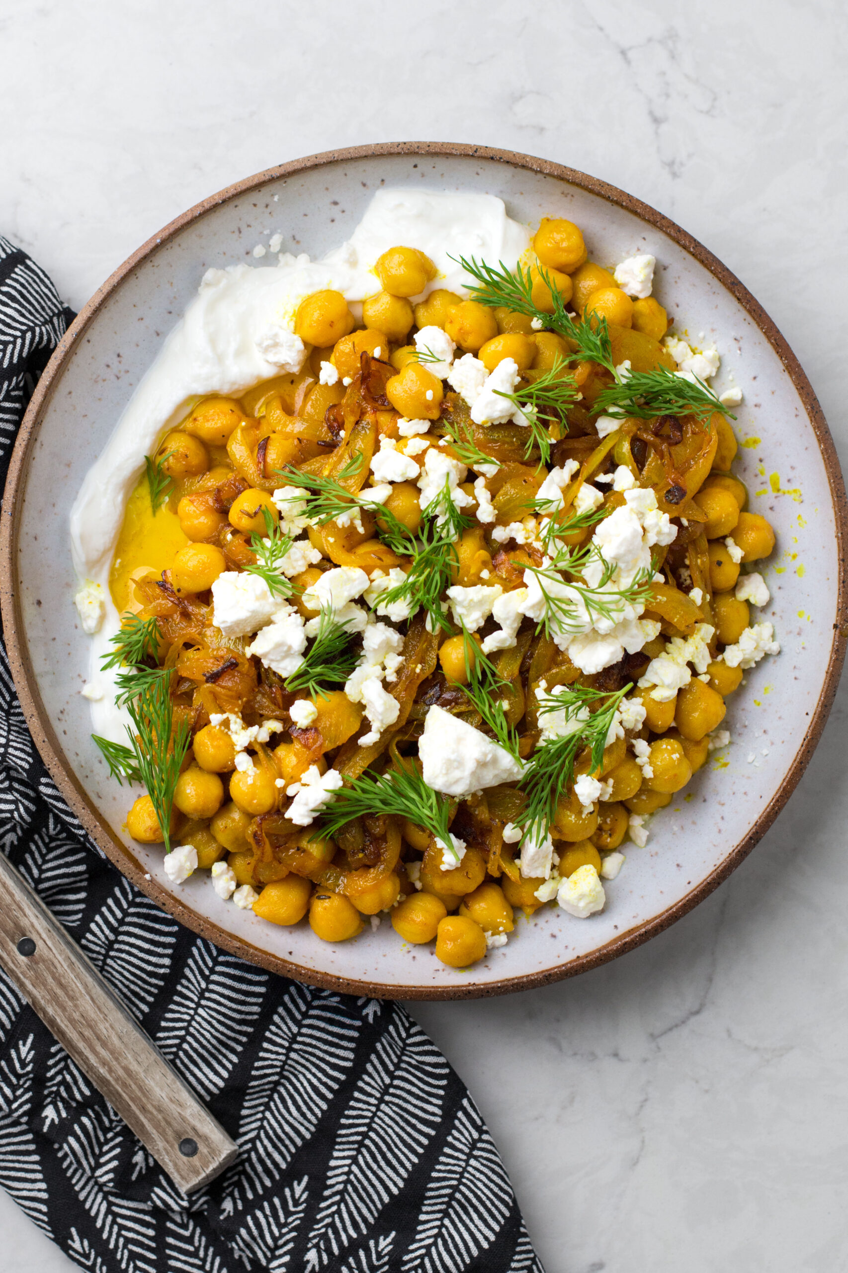 Quick Turmeric Chickpeas with Labne and Feta